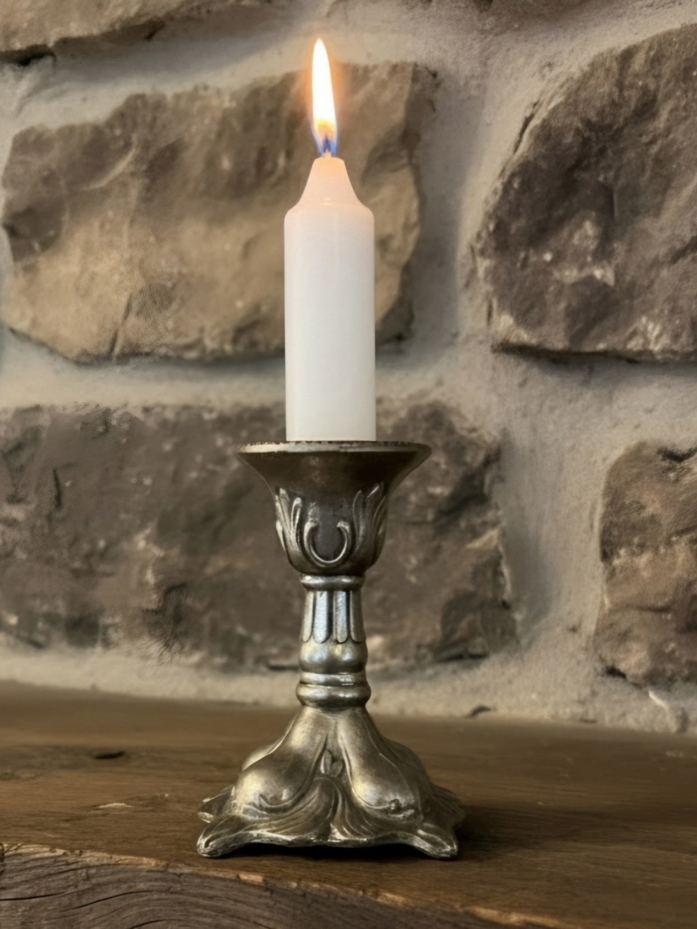 Mid Century Silver Plated Candle Holder Gold Inset Made in Japan Ornate 4 Inches